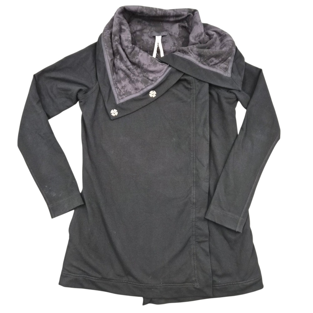 Lululemon Black Asymmetrical Snap Wrap Jacket Funnel Neck Size 4